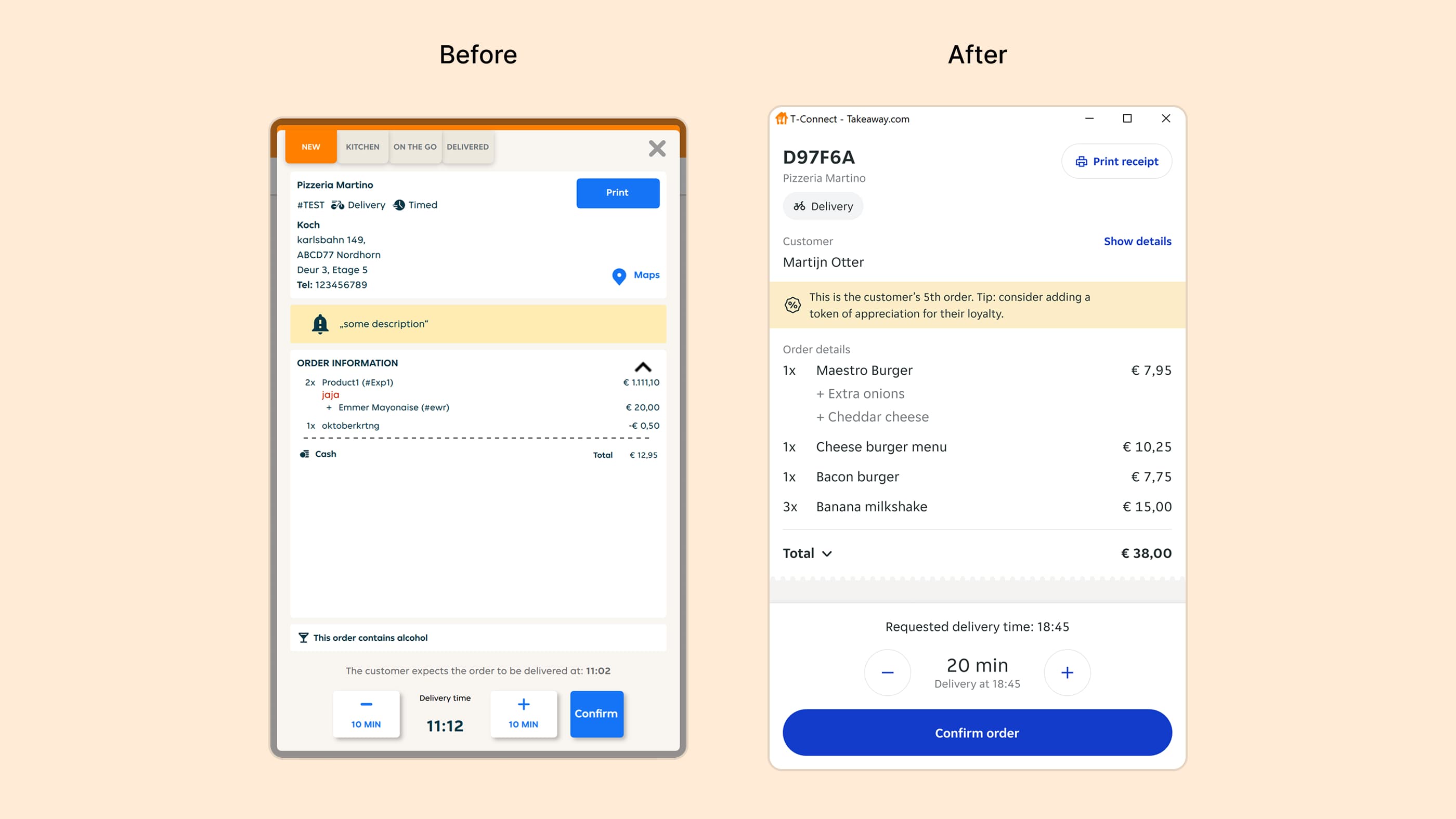 T-Connect before and after redesign