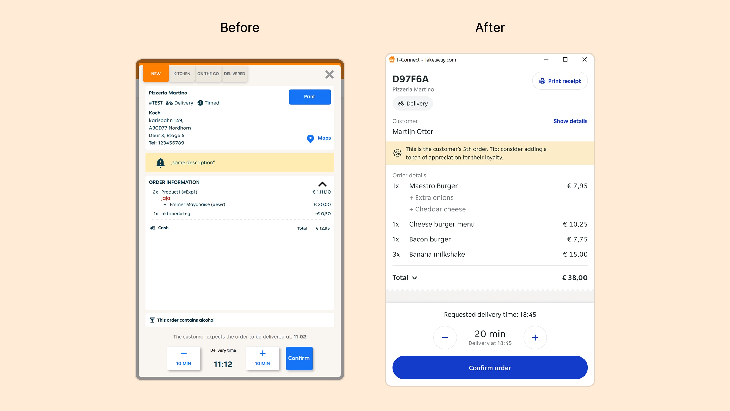 T-Connect before and after redesign